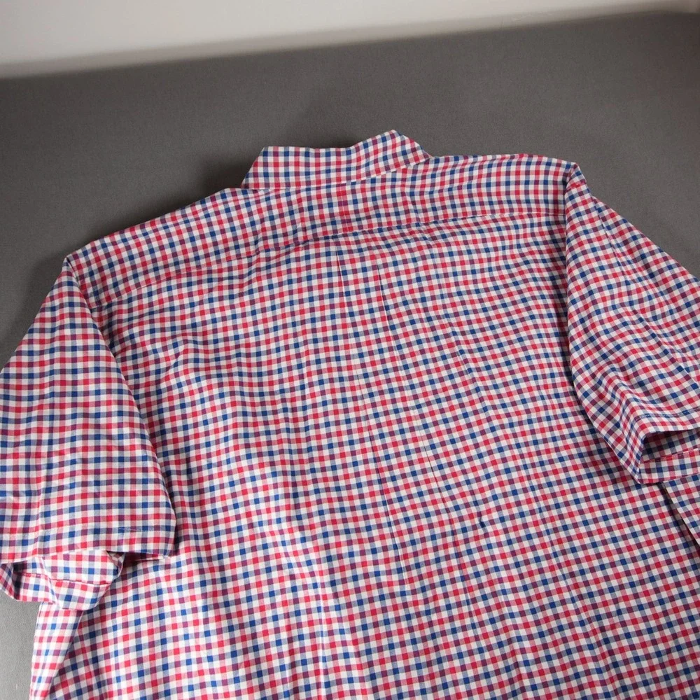 Ralph Lauren Gingham Check Short Sleeve Men Shirt 3XB Red White Blue Ivy Prep
